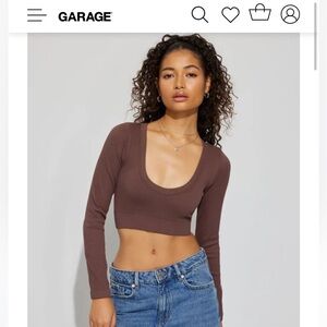 Garage brown long sleeve crop top size: S